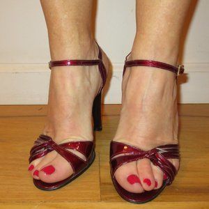 LAST CHANCE Vintage Made in ITALY Scarlet Red Quarter Strap High Heel Sandals